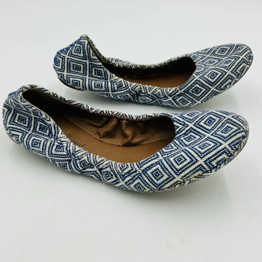 Lucky Brand Erin Women's Size 7.5B Flats Shoes Slip On Ballet Blue Aztec Print